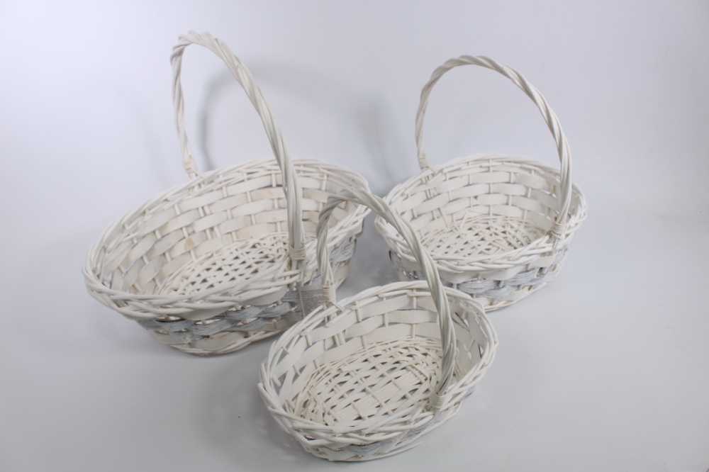 набор корзин плетеных (ива), 43х35х15.5х40cm/37х29х13х35cm/31х23х10.5х30cm (белый с серым)  2137