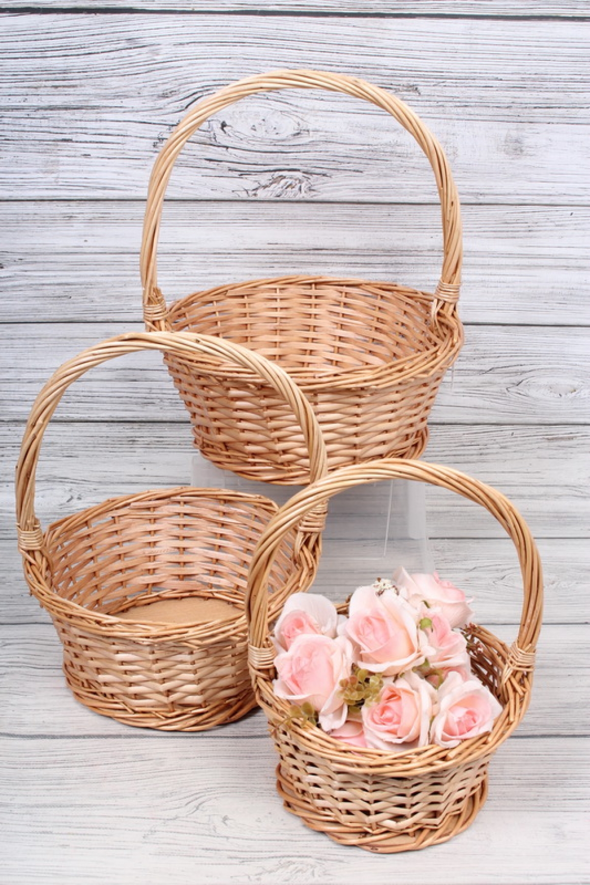 Набор корзин плетеных (ива), 33*33*15*38CM, 27*27*13*33CM, 22*22*11*28CM, 3 шт., медовый 1021М