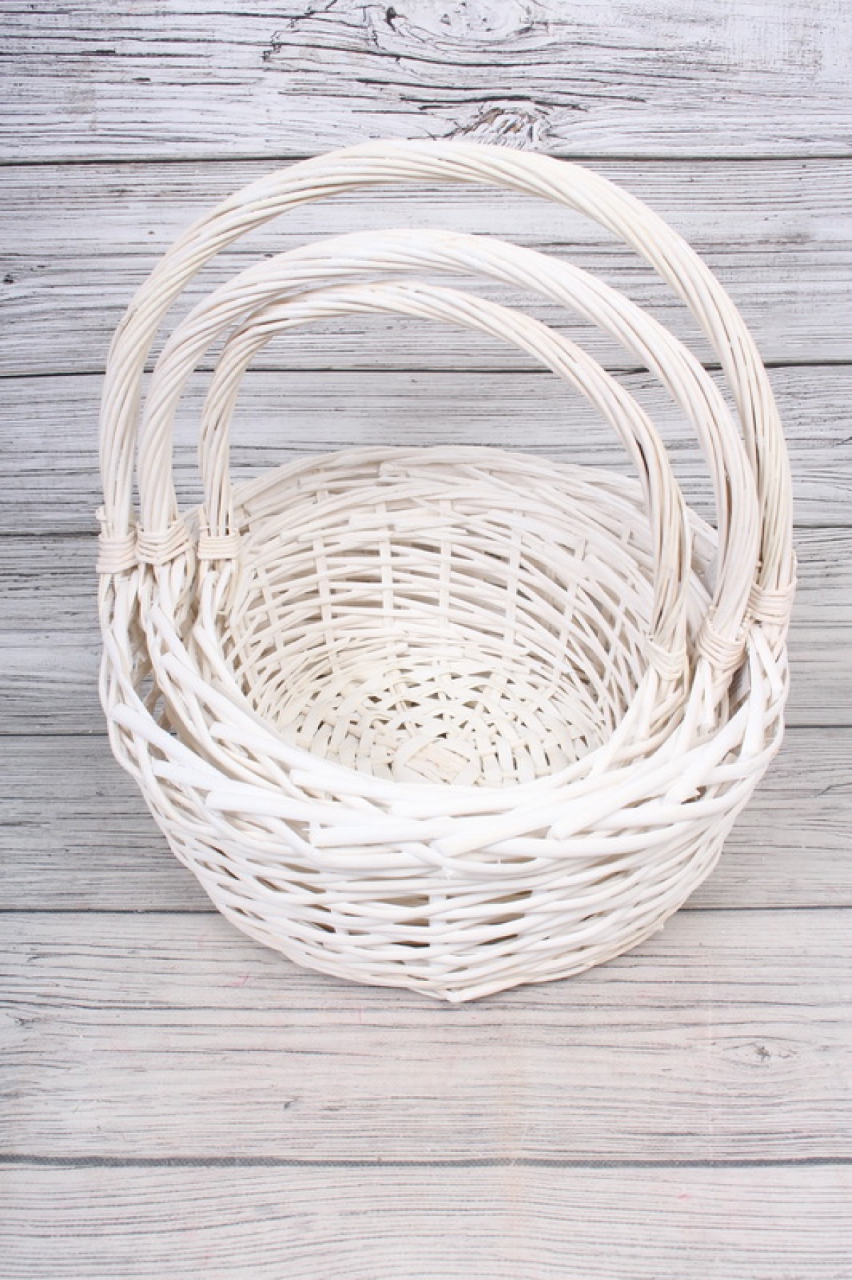 Набор корзин плетеных (ива) из 3шт - 38*38*17*41CM, 32*32*15*36CM, 26*26*13*31CM, 3 шт, белый 2993М