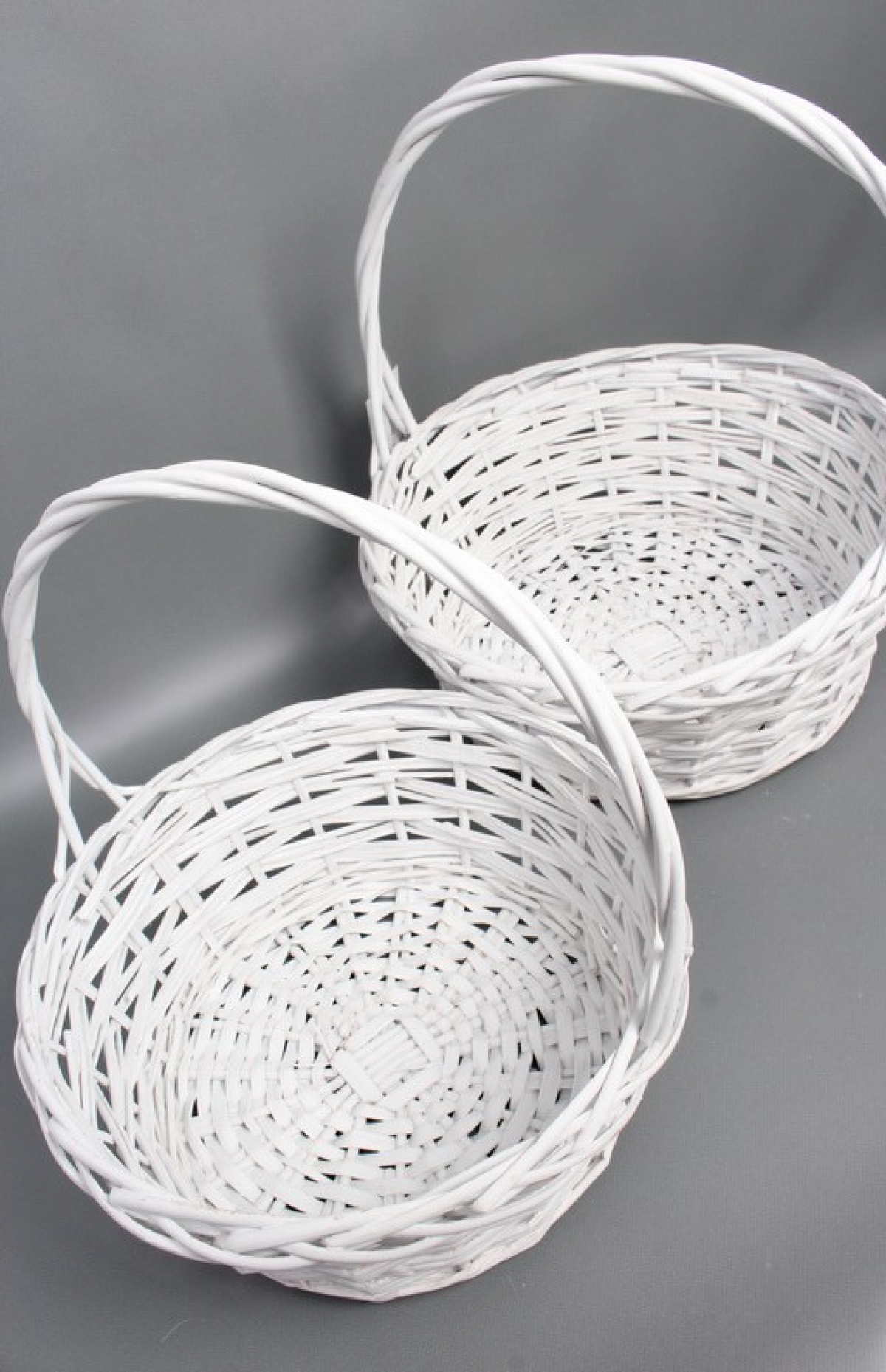 Набор корзин плетеных из 2шт (ива) - Круг  D40xH175/40см, D34xH15/35см,  белый  8783М