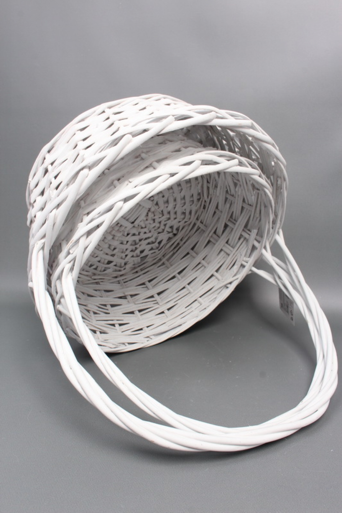 Набор корзин плетеных из 2шт (ива) - Круг  D40xH175/40см, D34xH15/35см,  белый  8783М