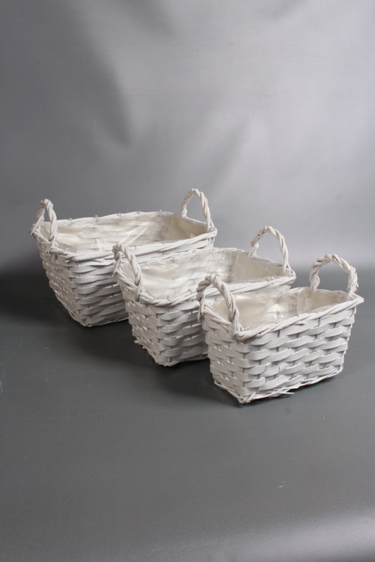 Набор корзин плетеных из 3шт  (ива), 28,5X20,5XH14/TH19,5 белые  4353М
