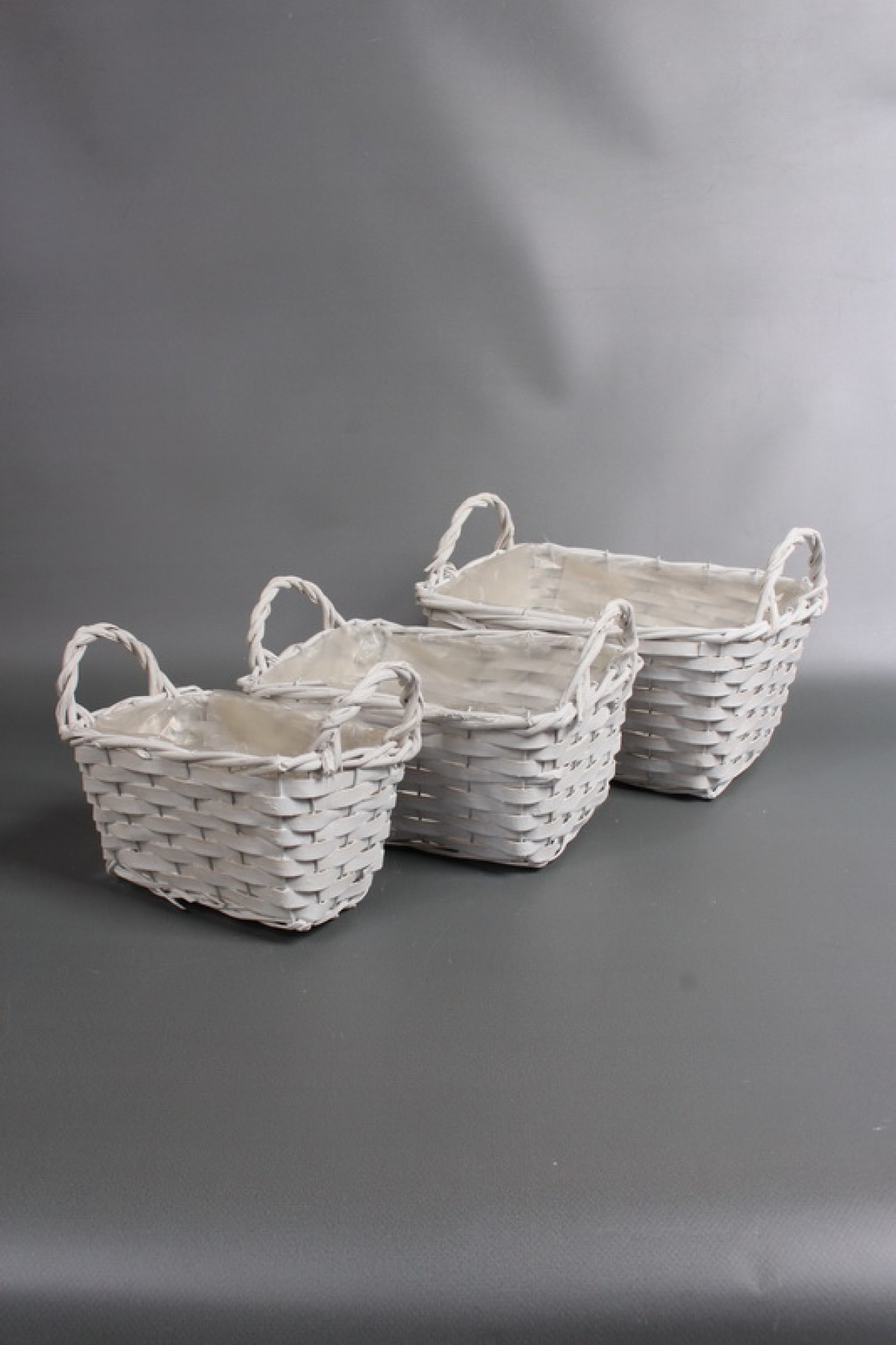 Набор корзин плетеных из 3шт  (ива), 28,5X20,5XH14/TH19,5 белые  4353М