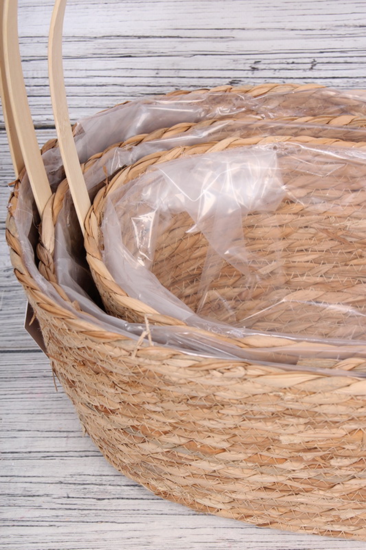 Набор корзин плетеных (рогоз) из 3шт , 35x27x16x40 см, 31x23x14,5x37 см, 27x19x13x34 см, 4550М