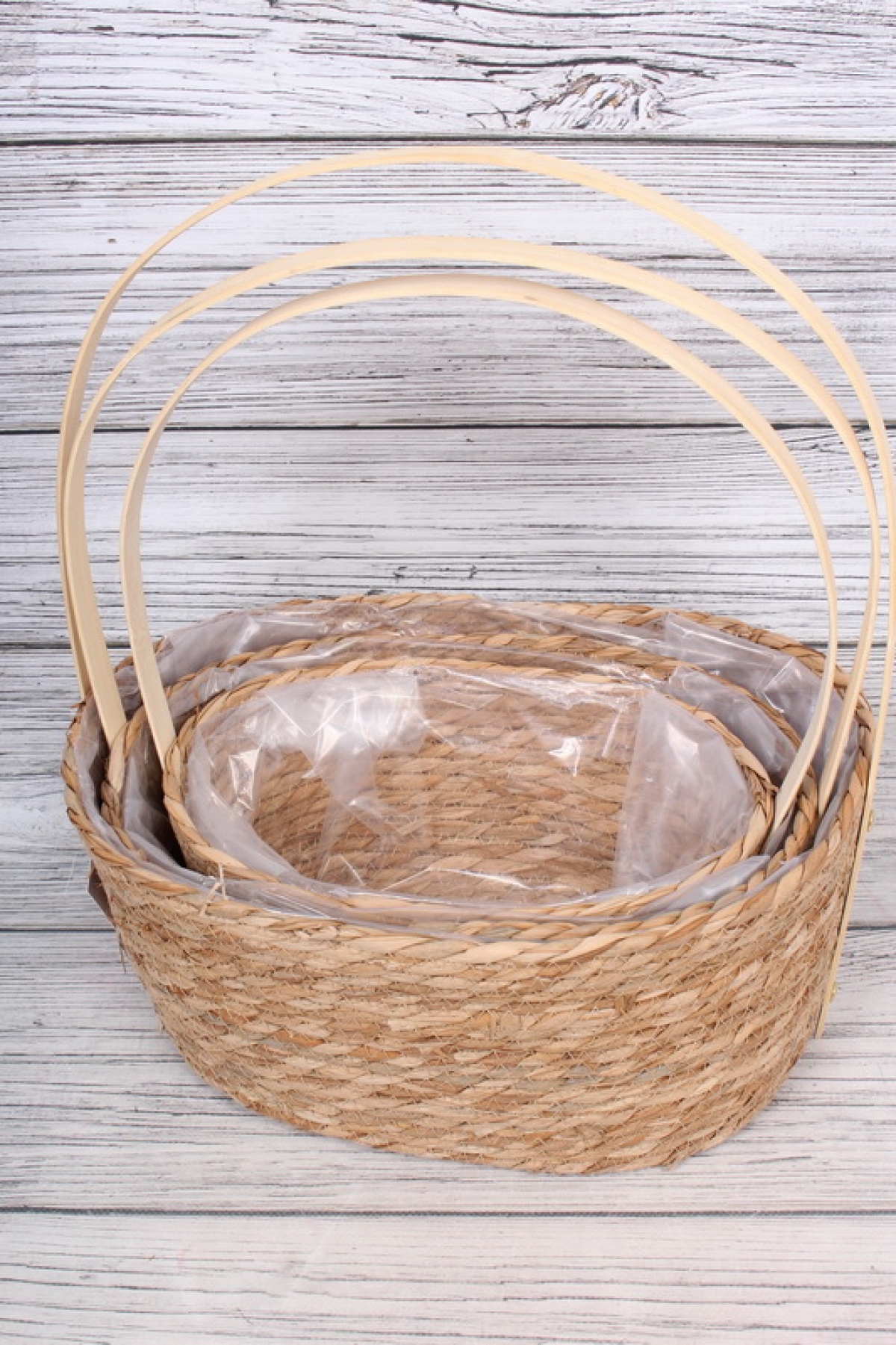 Набор корзин плетеных (рогоз) из 3шт , 35x27x16x40 см, 31x23x14,5x37 см, 27x19x13x34 см, 4550М