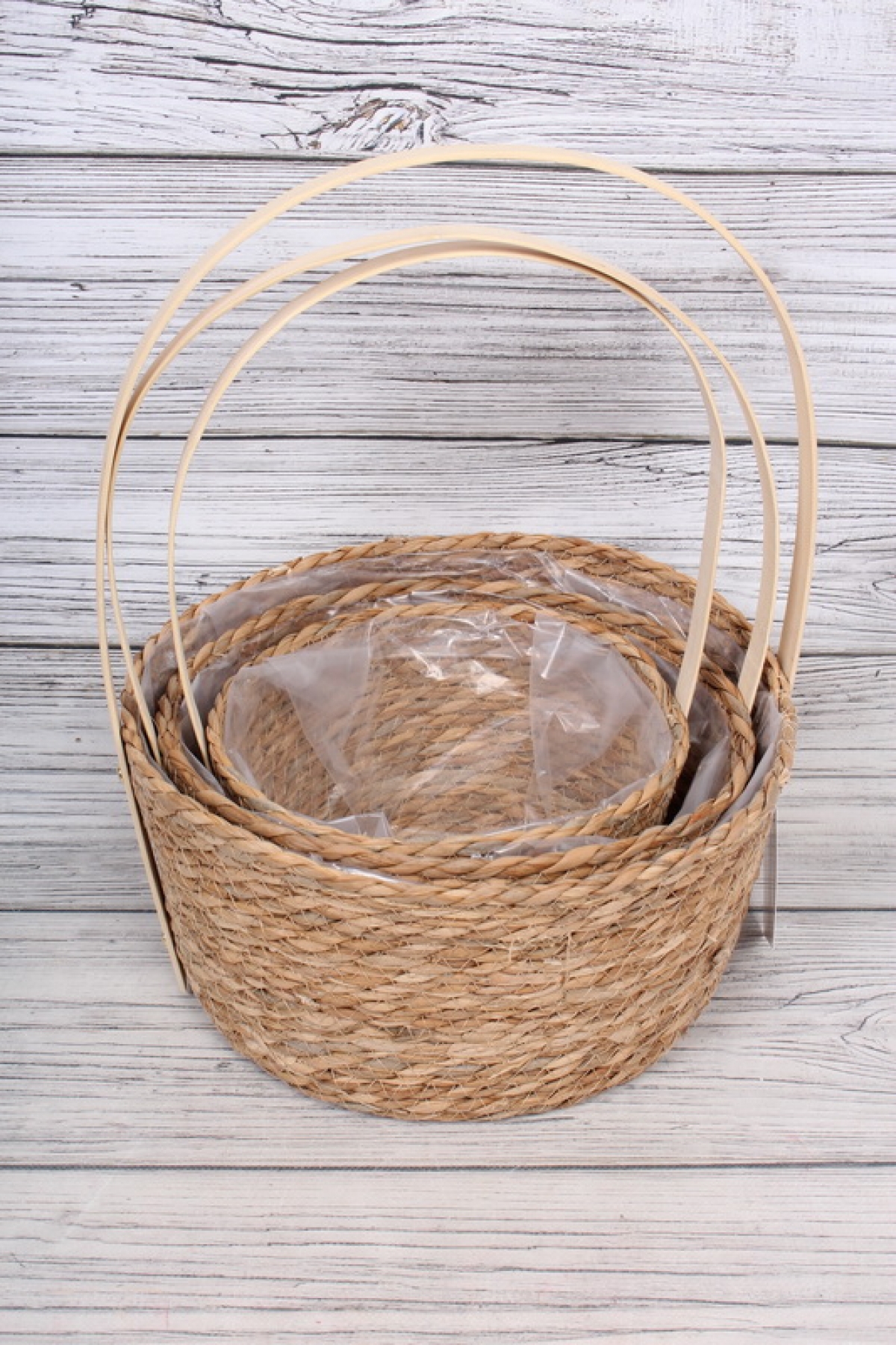 Набор корзин плетеных (рогоз) из 3шт , 30x30x16x40см, 26x26x14,5x37см, 22x22x13x34см, 9571М