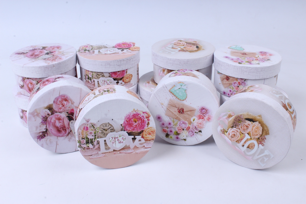 набор одиночных коробок из 12шт - цилиндр розы микс  d=10 h=5,5cm  s139-sy230