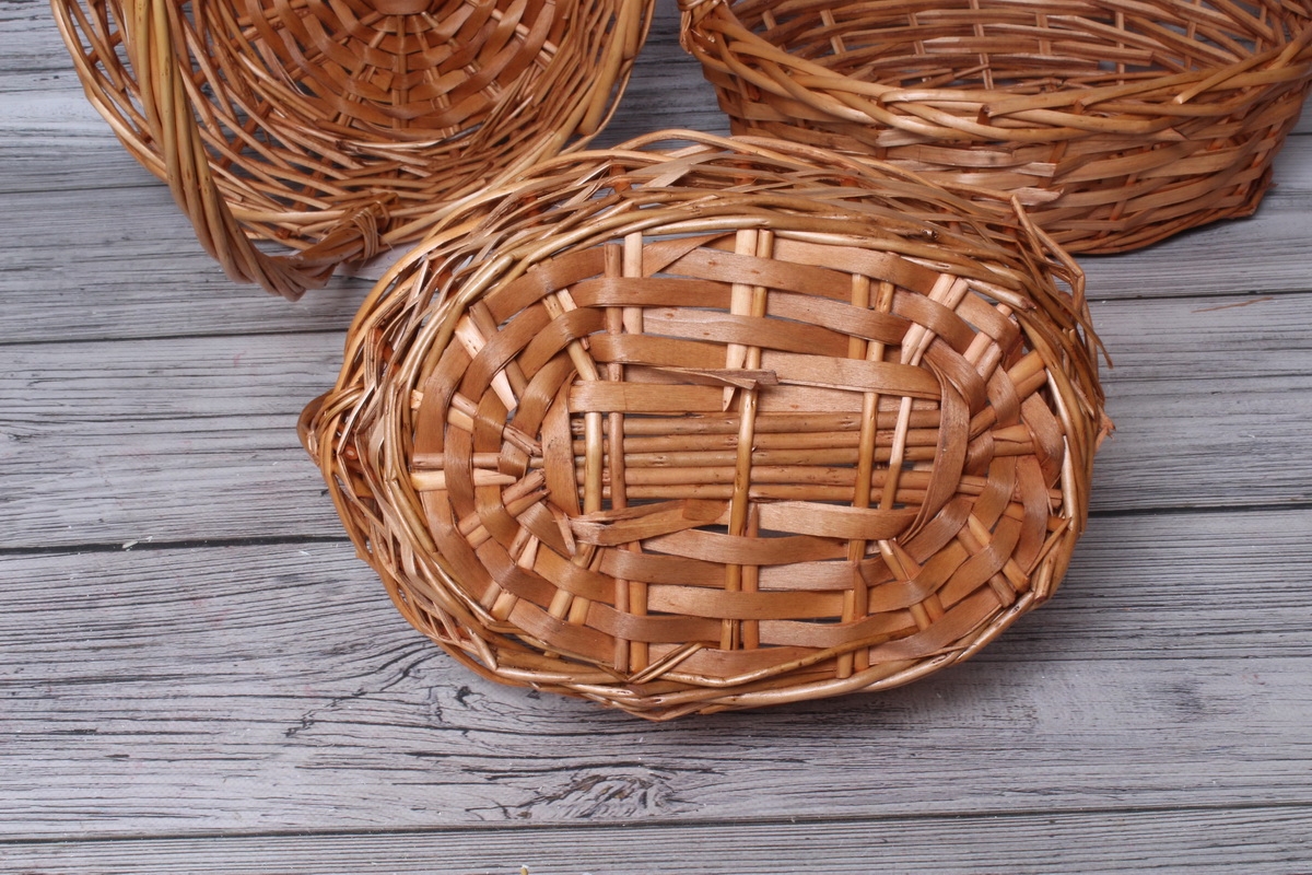 Набор плетеных корзин из 3шт (ива) - 38x30x13/40 см  натуральный 5360М