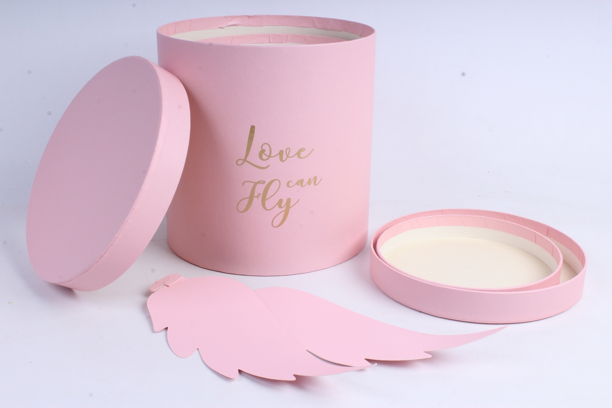 набор подарочные коробок из 3 шт - цилиндр love can flay розовый   м11