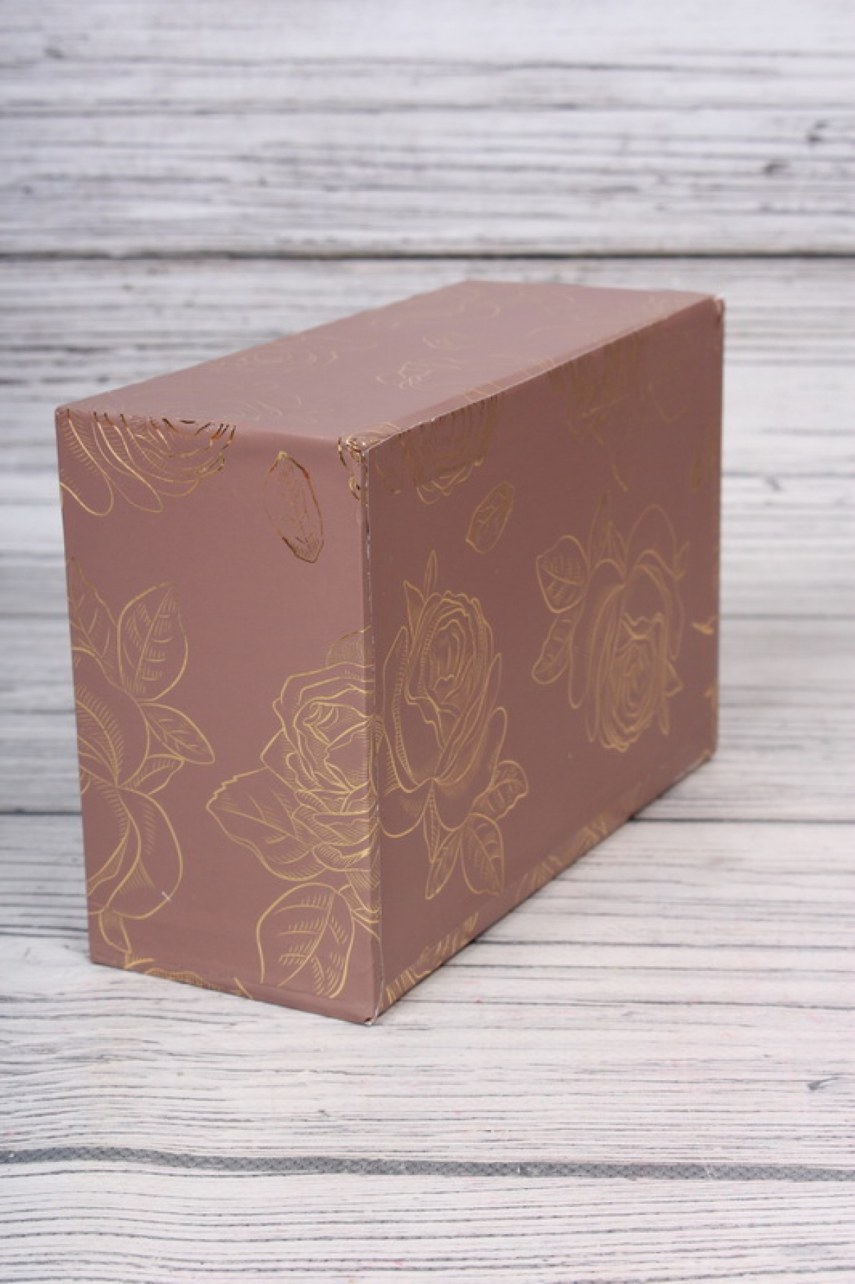 Набор подарочные коробок из 10шт -  Прямоугольник Золотые Розы какао 37*28*16см   К912