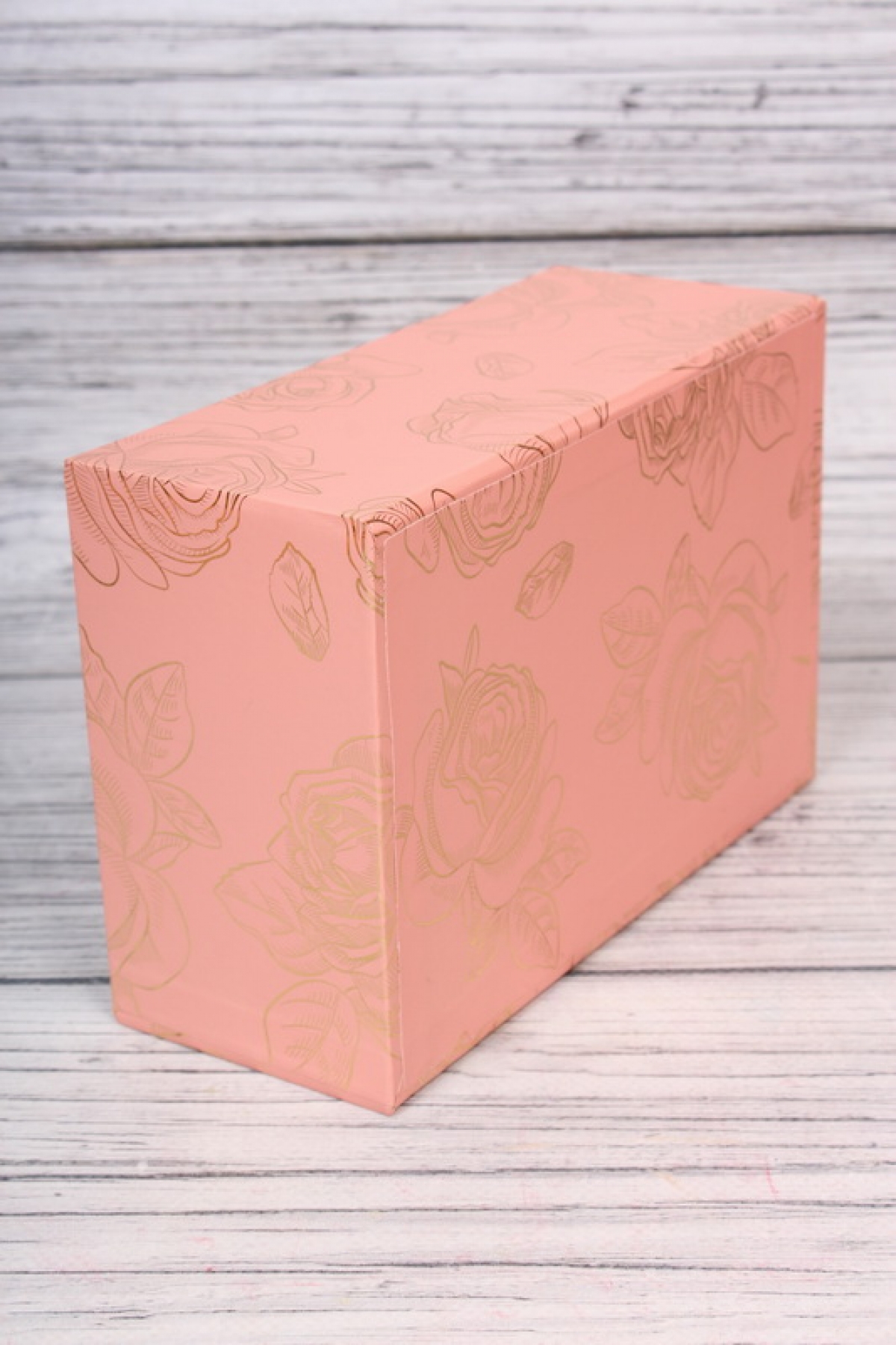 Набор подарочные коробок из 10шт -  Прямоугольник Золотые Розы коралл 37*28*16см   К915