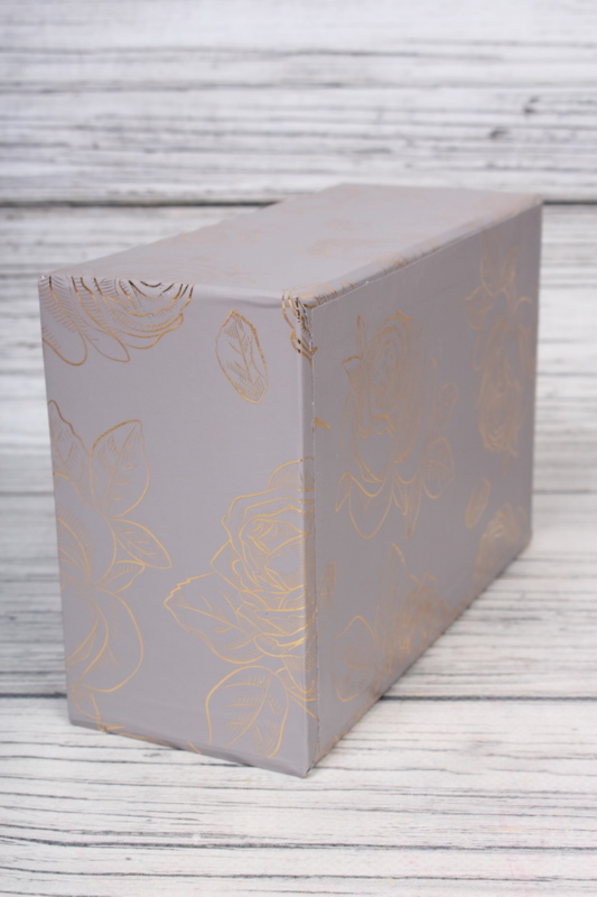 Набор подарочные коробок из 10шт -  Прямоугольник Золотые Розы серебро 37*28*16см   К908