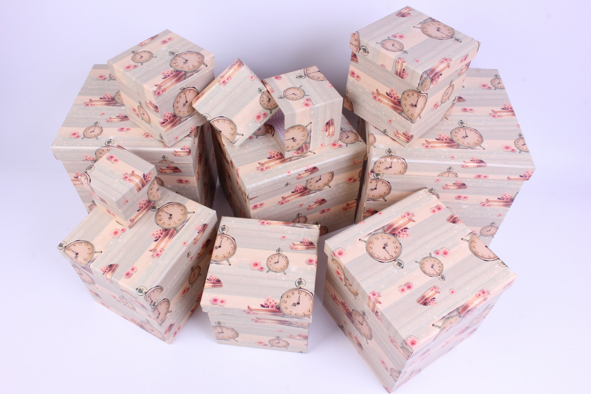 набор подарочных коробок из 10шт - куб  &quot;часы&quot; 26,5*26,5*26,5см  sy601-1204