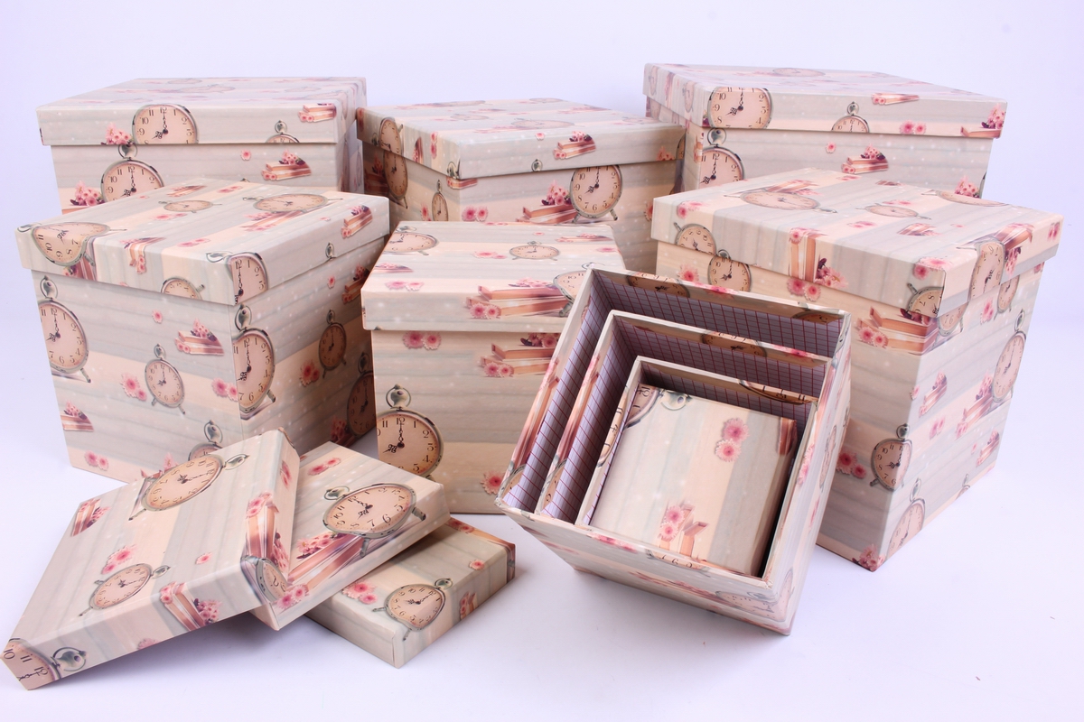 набор подарочных коробок из 10шт - куб  &quot;часы&quot; 26,5*26,5*26,5см  sy601-1204