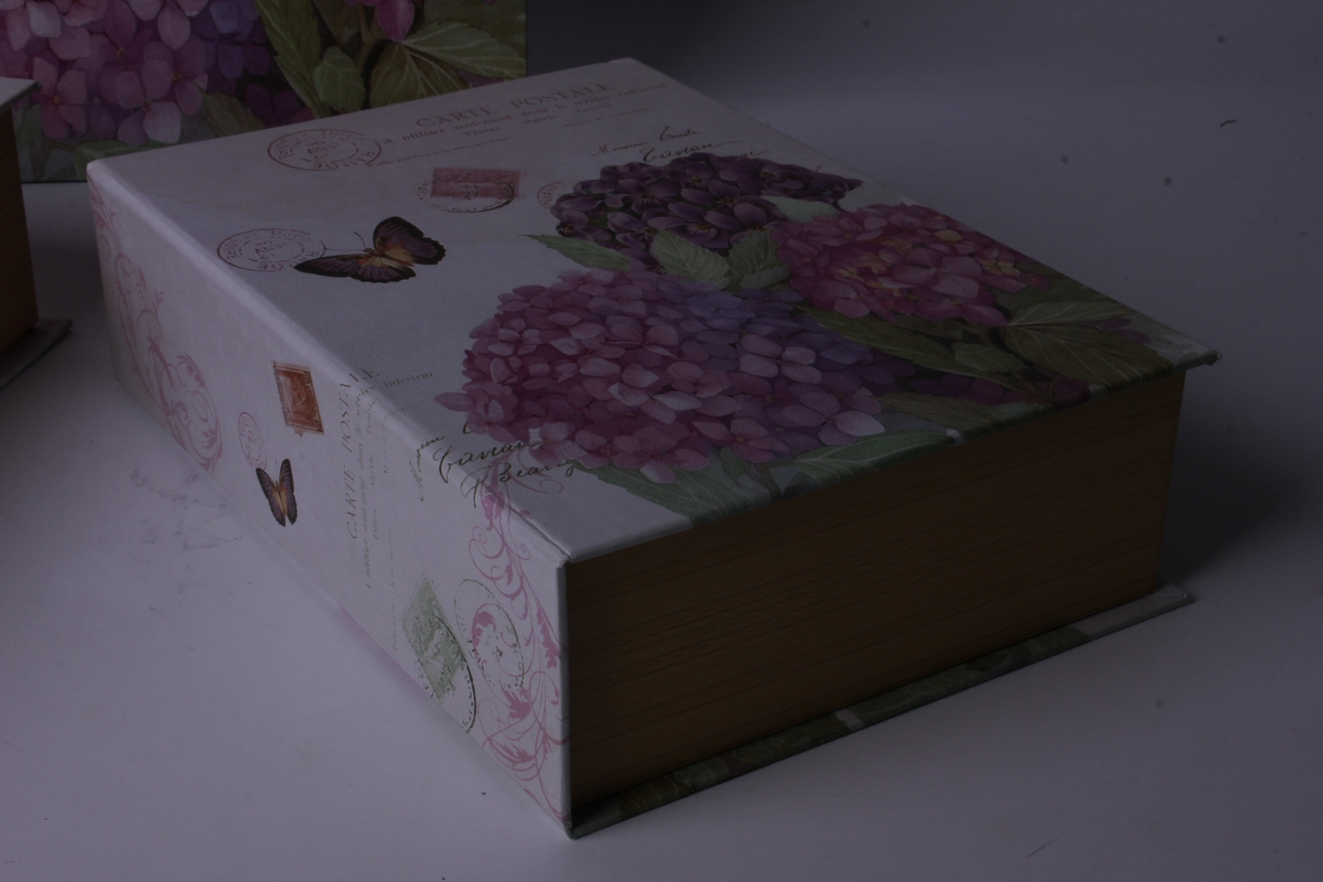 набор подарочных коробок из 3 шт прямоугольник- книжка гортензия 22*29*7