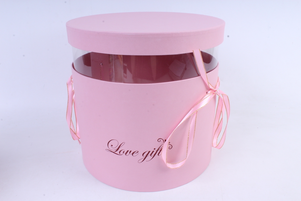 Набор подарочных коробок из 3шт - Цилиндр "Love gift"  розовый    D35