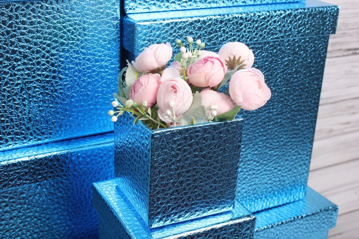 Набор подарочных коробок из 10шт - КУБ  "Синий" 26,5*26,5*26,5см  SY601-BLUE