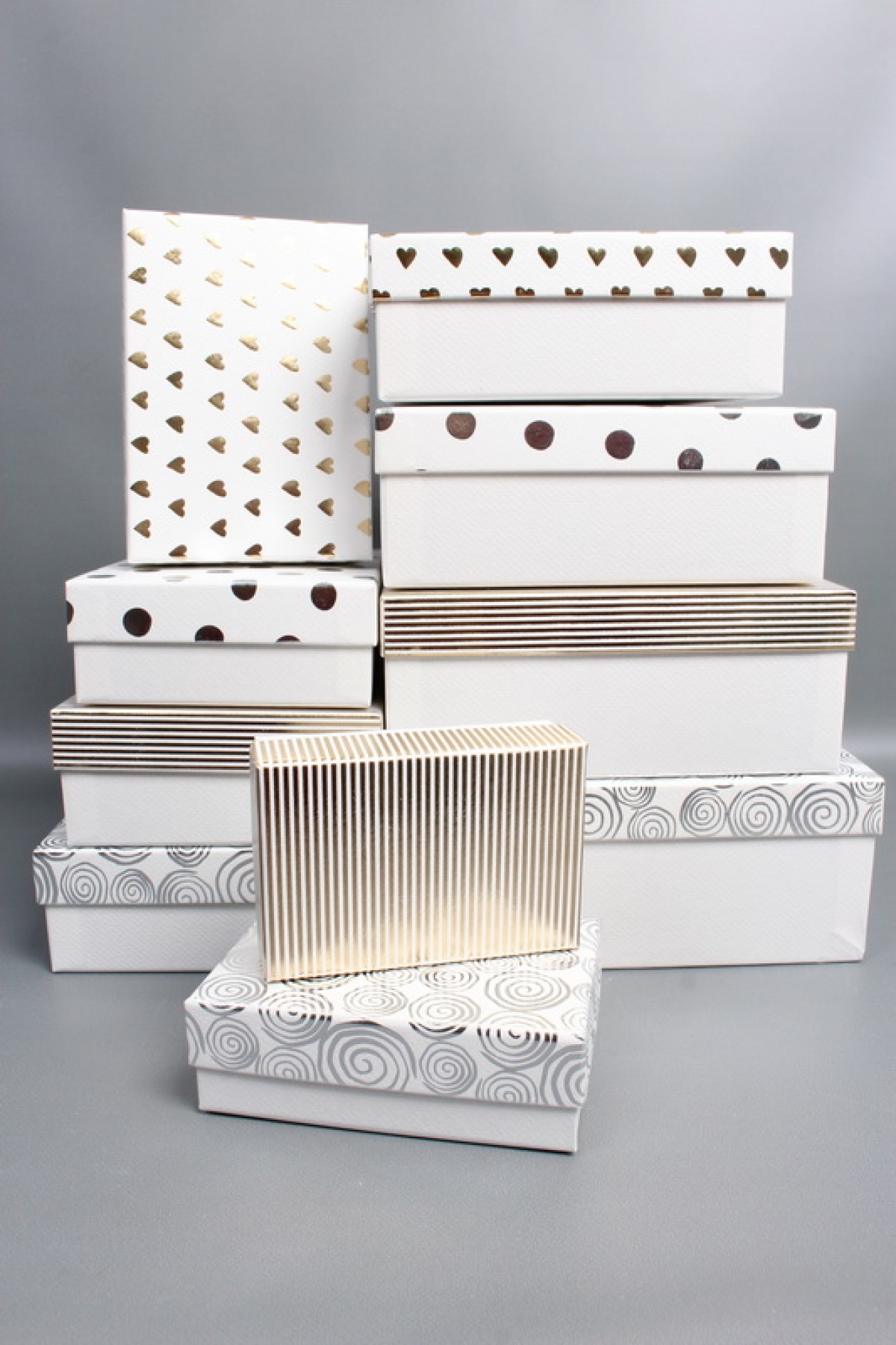 Набор подарочных коробок из 10шт - Прямоугольник белый  36*26*10  В1144