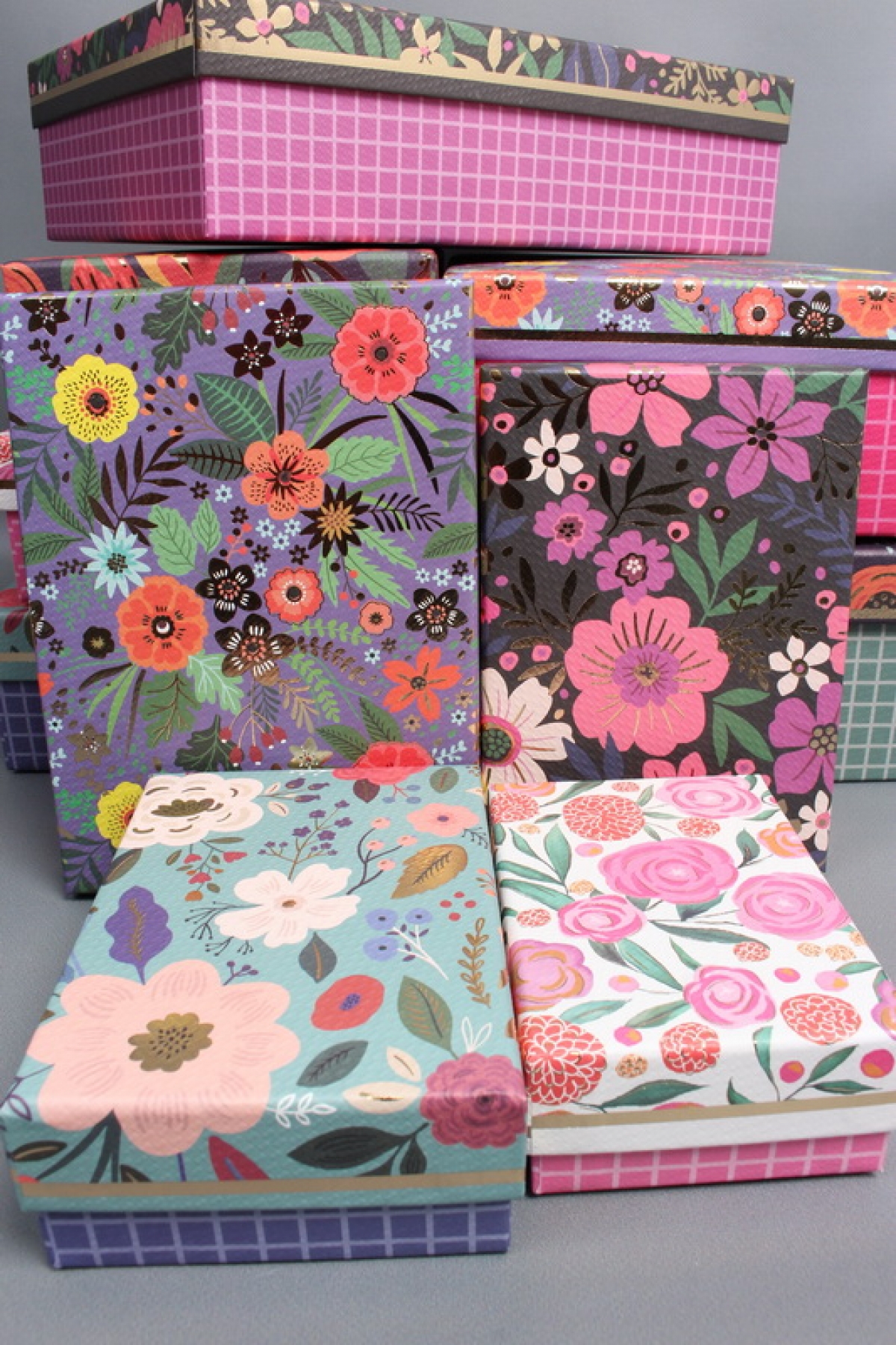 Набор подарочных коробок из 10шт - Прямоугольник Цветы 36*26*10  К116А