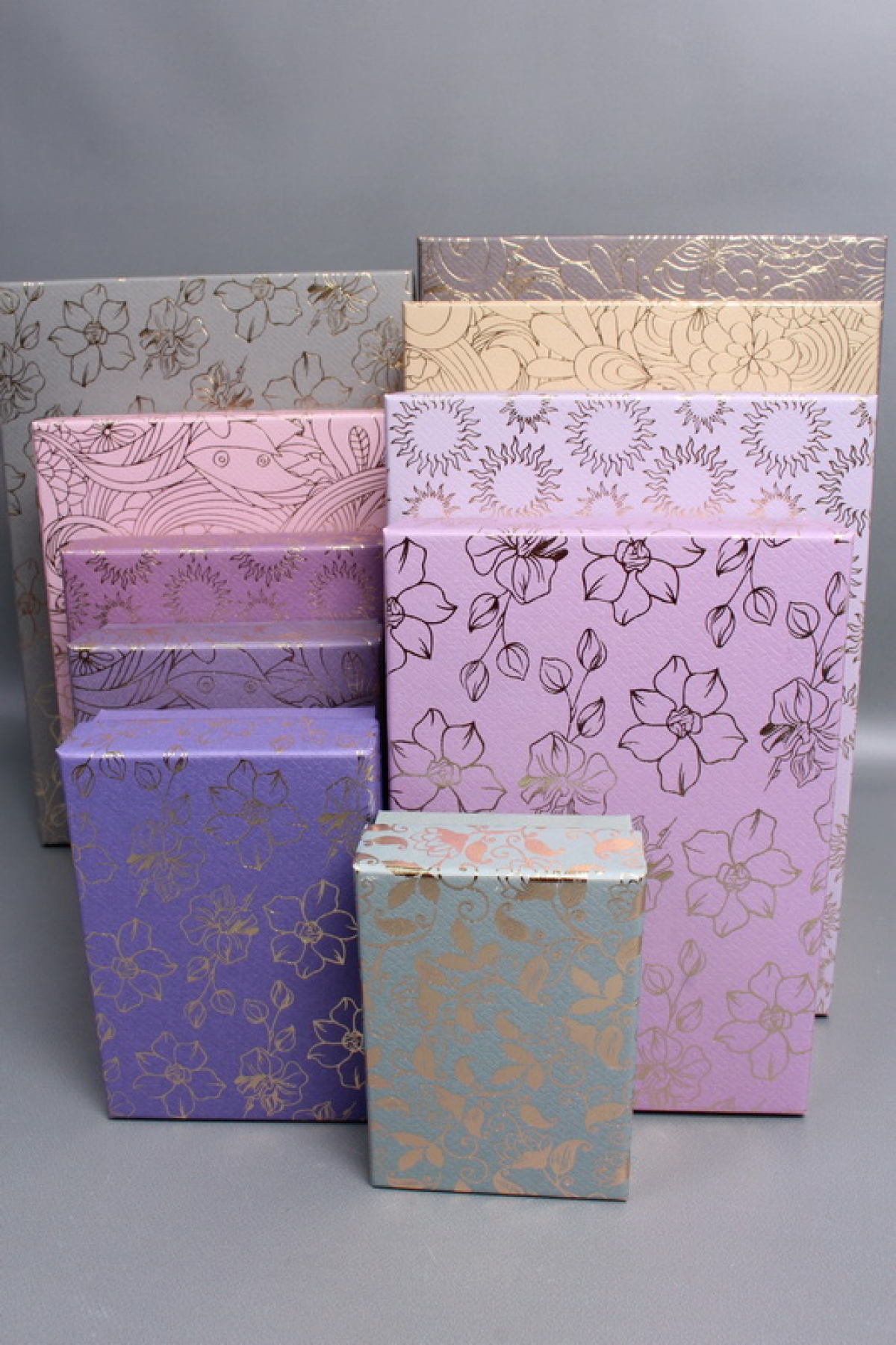 Набор подарочных коробок из 10шт - Прямоугольник Графит  36*26*10  К114