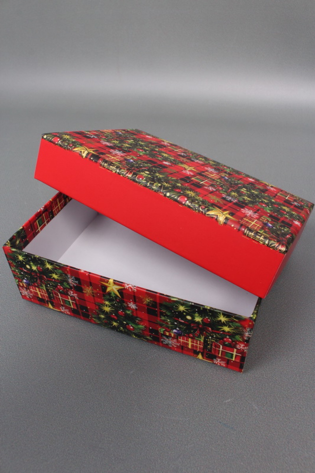 Набор подарочных коробок из 10шт - Прямоугольник НГ Ёлка шотландка 37*27*11  N2513