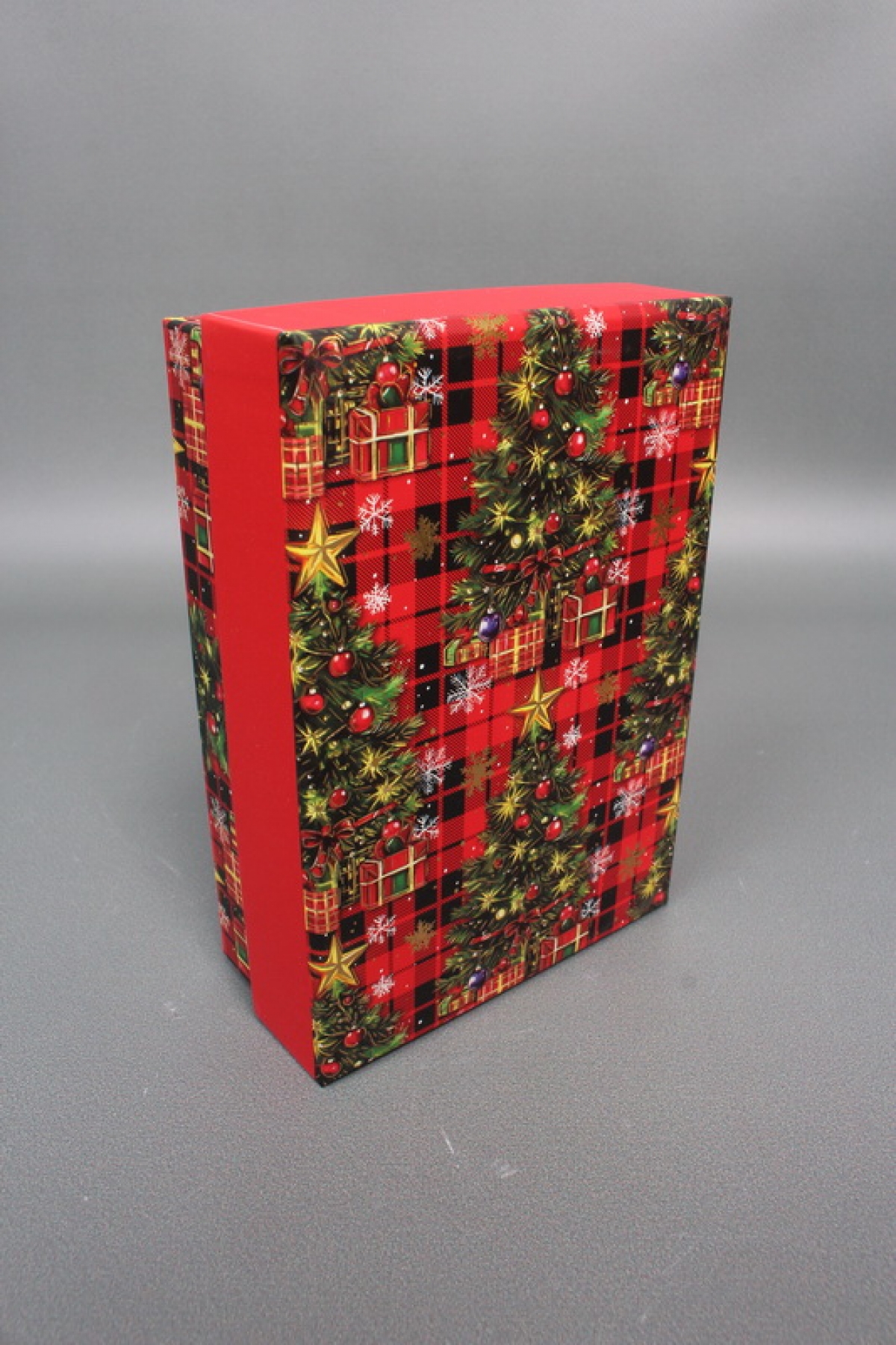 Набор подарочных коробок из 10шт - Прямоугольник НГ Ёлка шотландка 37*27*11  N2513