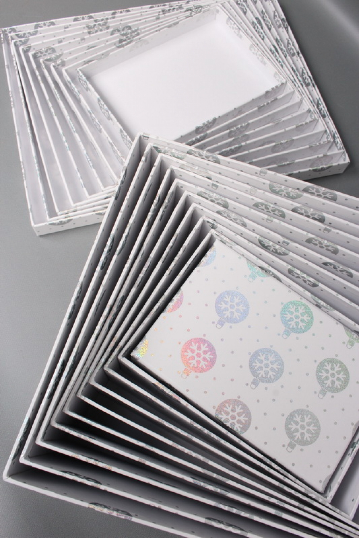 Набор подарочных коробок из 10шт - Прямоугольник НГ Игрушки серебро 37,5*29*16см  N330