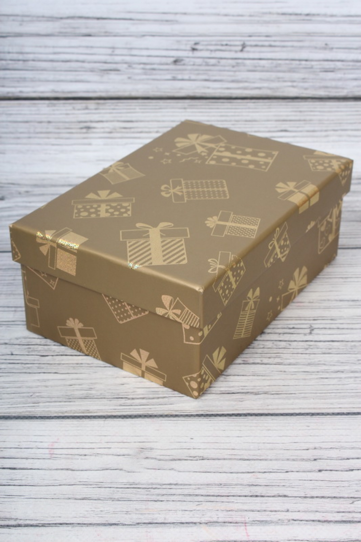 Набор подарочных коробок из 10шт - Прямоугольник НГ Подарки золото 38*29*16см N908