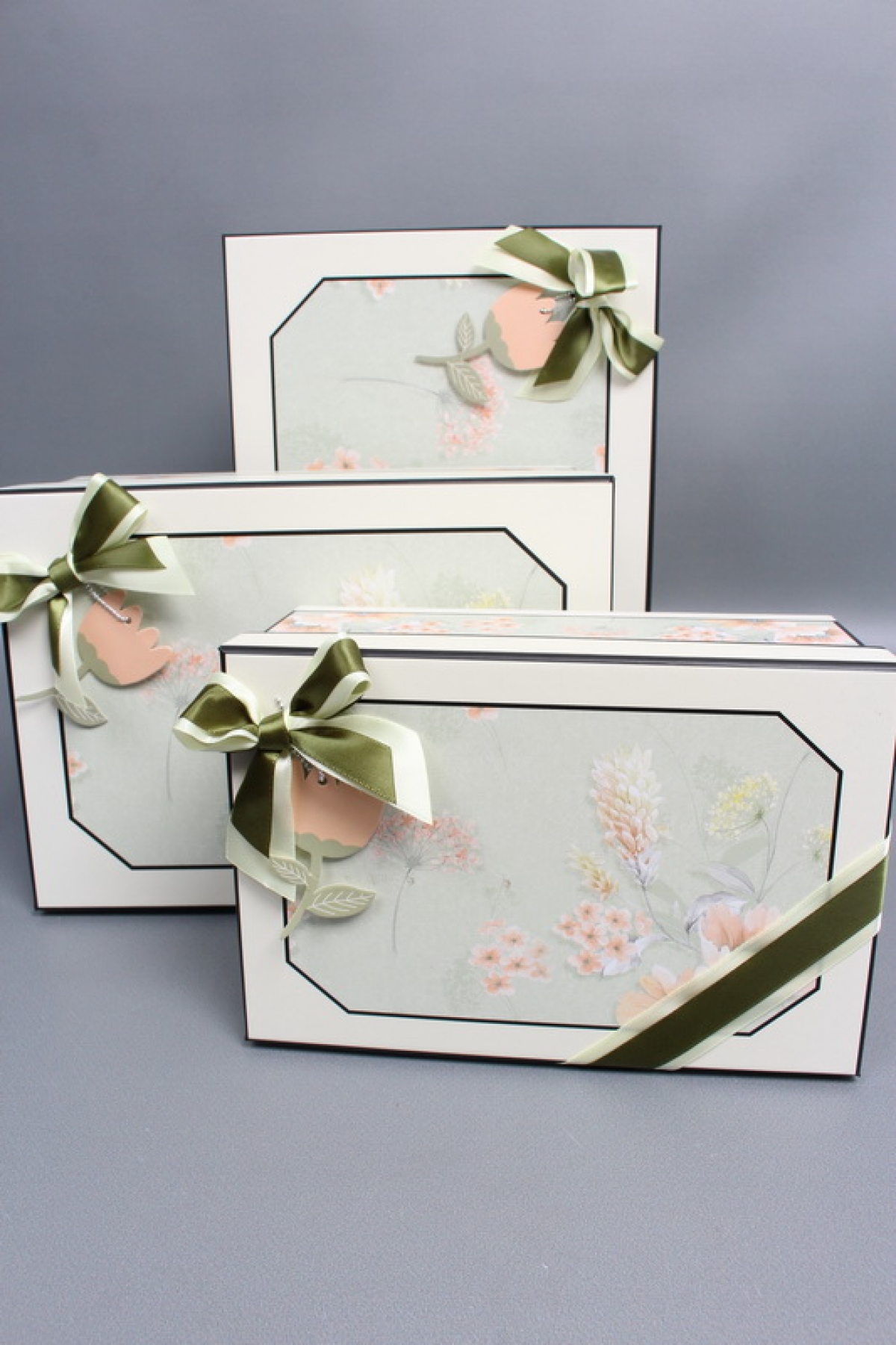 Набор подарочных коробок из 3шт - Прямоугольник Разнотравье 29*22*13см   К233