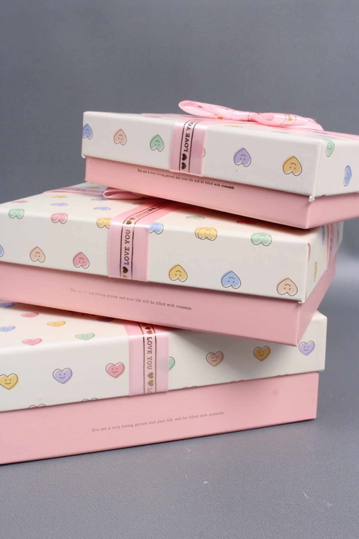 Набор подарочных коробок из 3шт - Прямоугольник Сердечки 24*19*8,5  К223