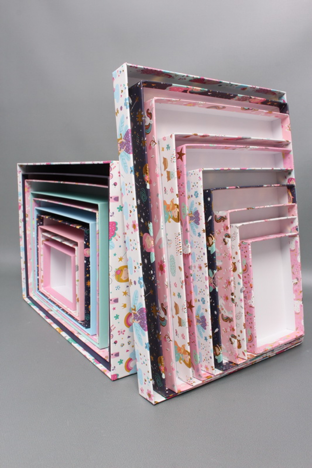 Набор подарочных коробок из 10шт - Прямоугольник  "Феечки"  37*27*11  D389