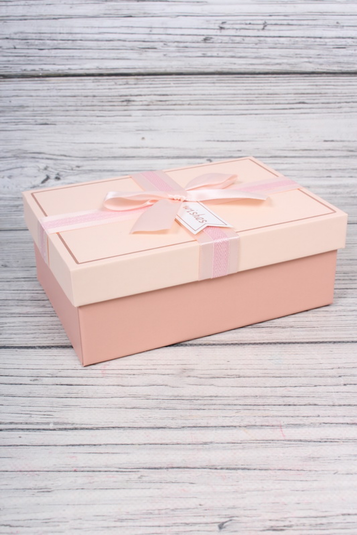 Набор подарочных коробок из 3шт -  Прямоугольник с лентой персик 21,5*15*9,5   Y111