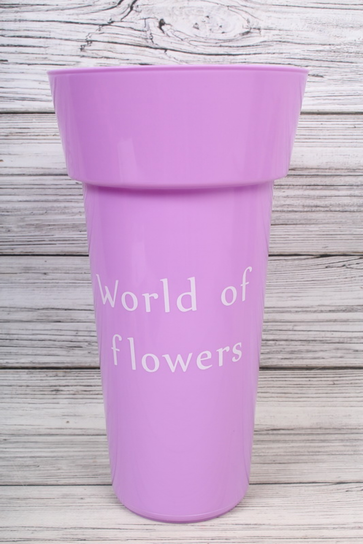 Пластиковая ваза "World of flowers", круглая, высота 36см, диаметр 20см, цв. Сиреневый 3628Л