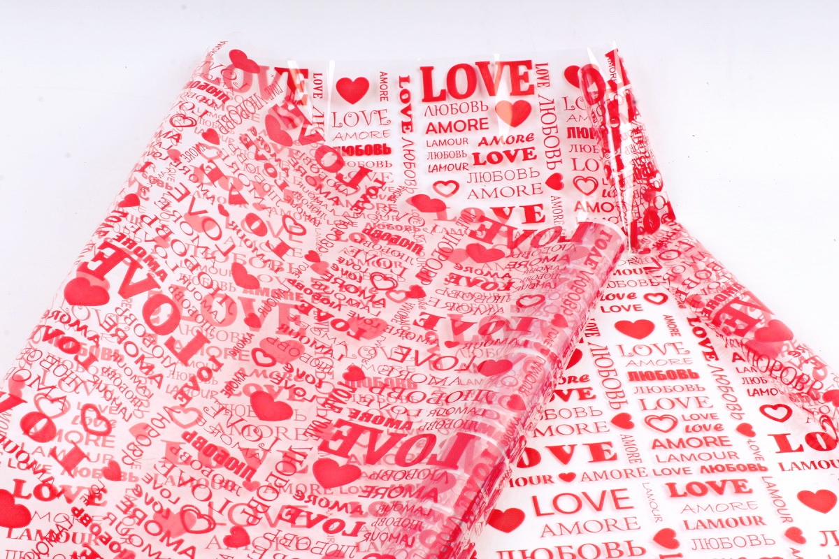 Пленка цветная Love 70см красный	(200гр) 00054787