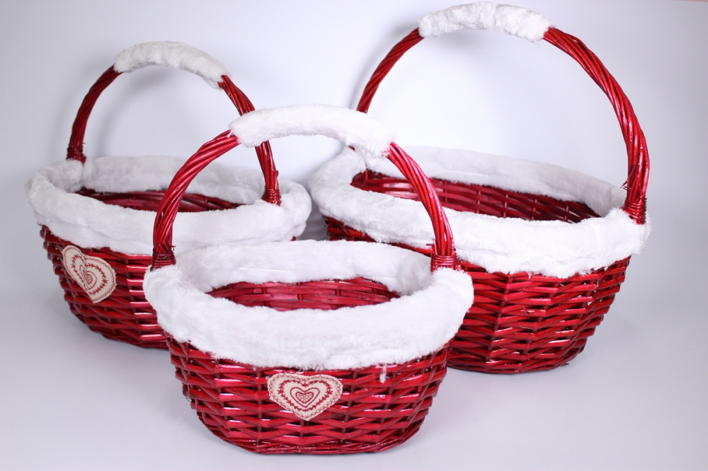 плетеные корзины - 8247 набор из 3шт. ива (коричневая) d=40*31/  h=19*38см