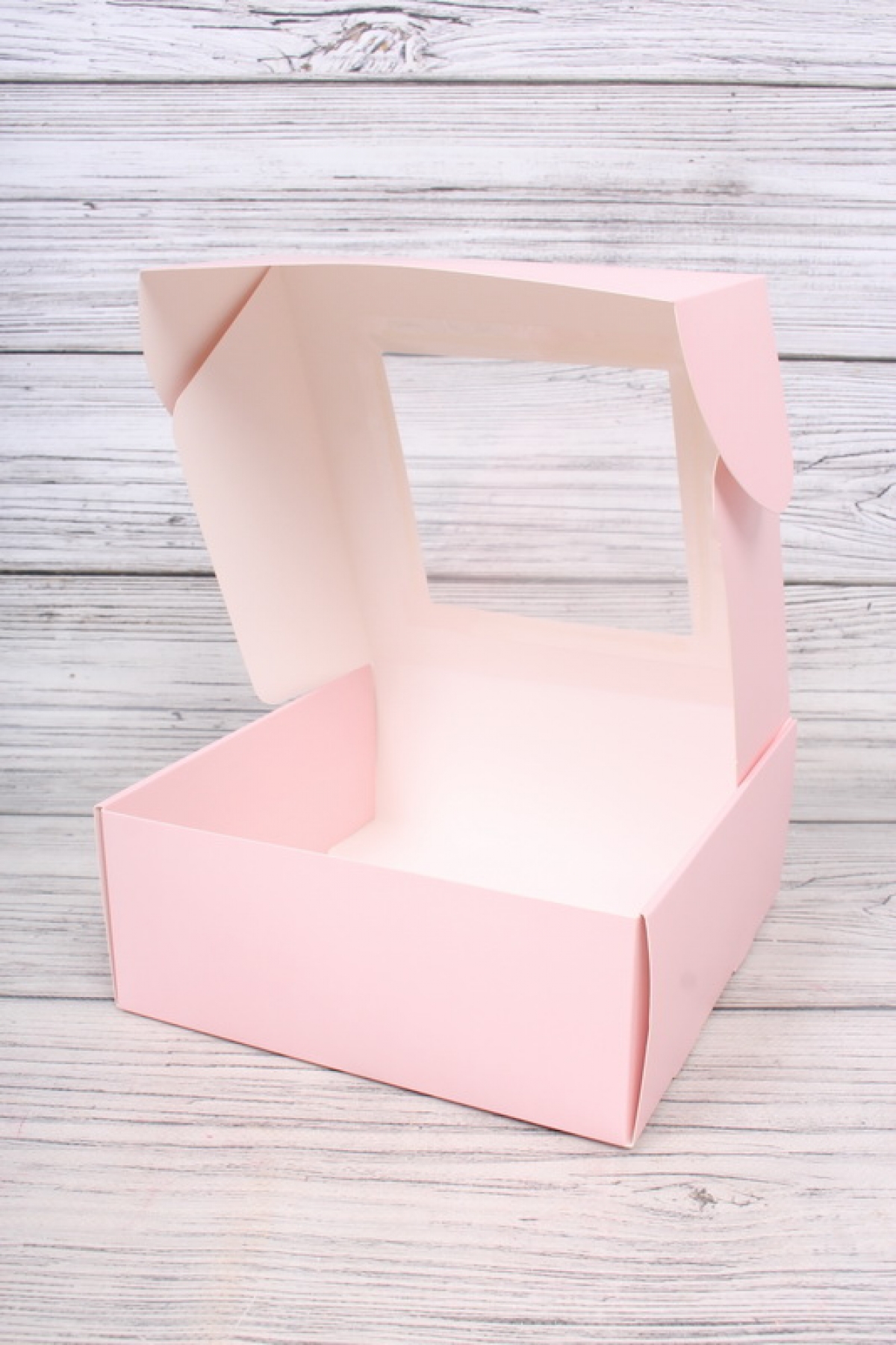 Подарочная коробка с окном, 20*20*8см, розовый 8325Н