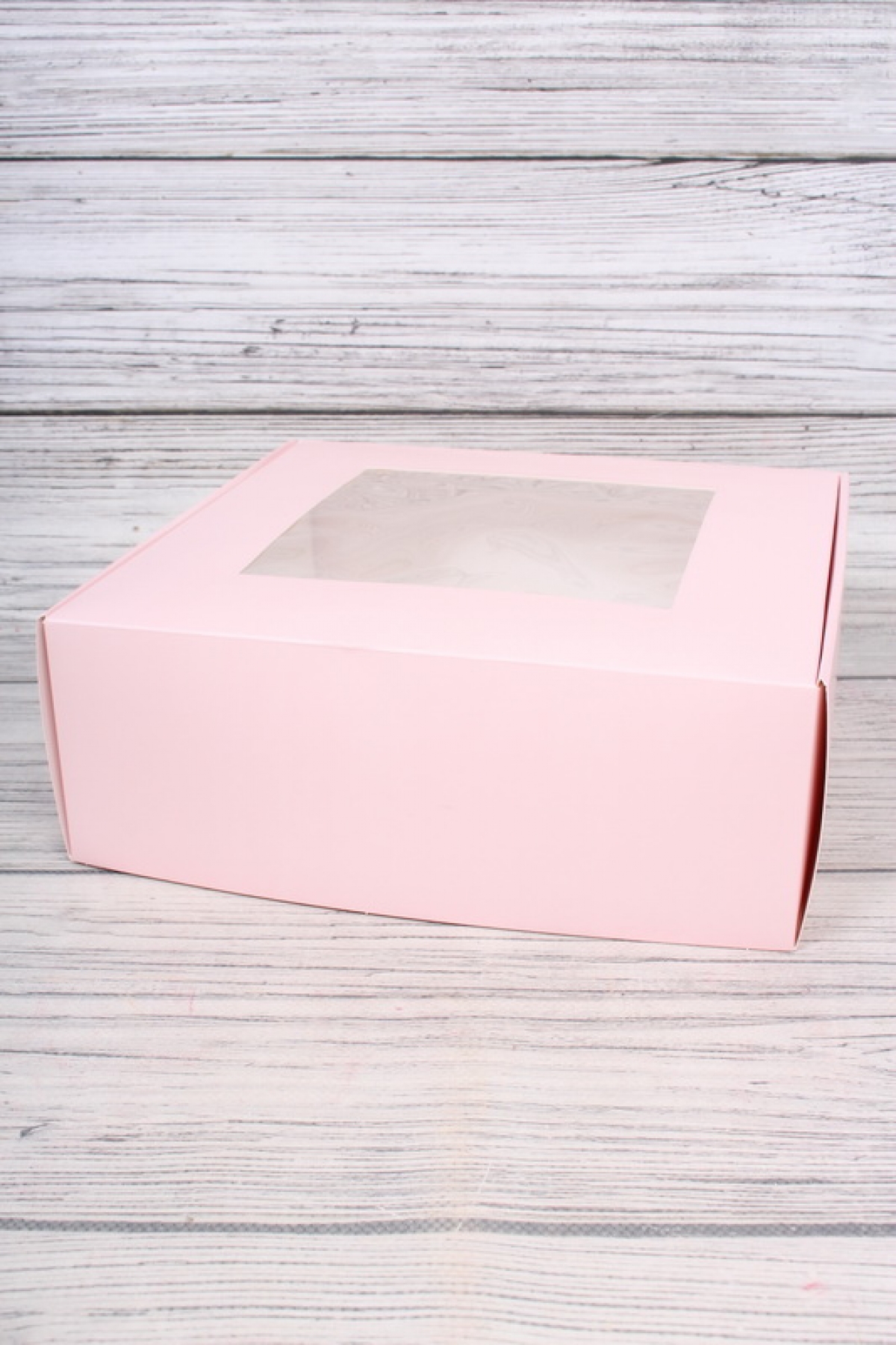 Подарочная коробка с окном, 25*25*9см, розовый 8356Н