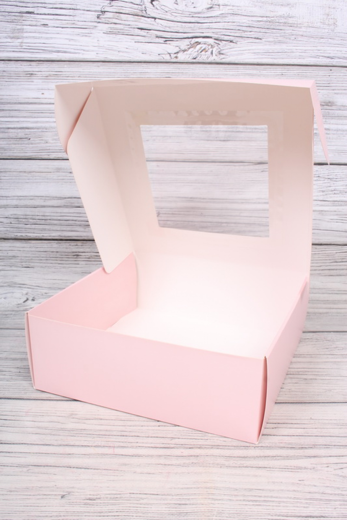 Подарочная коробка с окном, 25*25*9см, розовый 8356Н