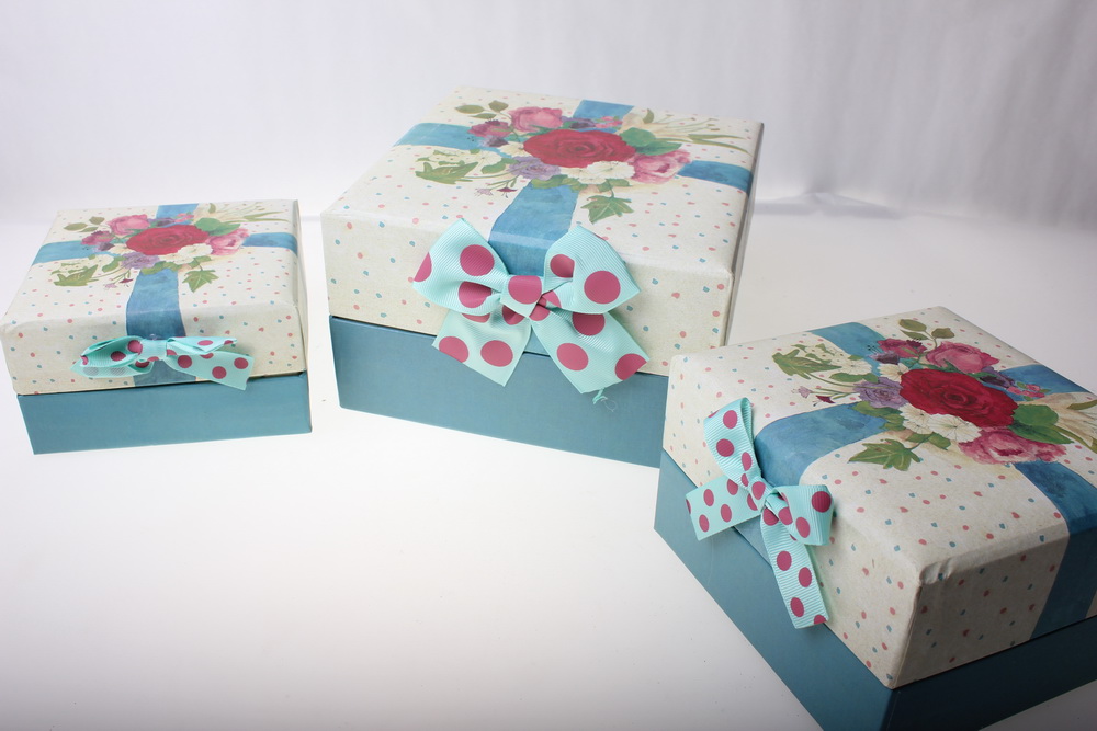 подарочные коробки (набор из 3х штук) квадрат розы 19х19х11см lt12-04082