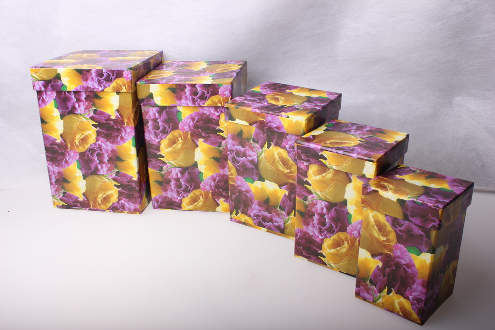 подарочные коробки набор колонна (141421)   к-02 (5 шт.) цвета в ассортименте