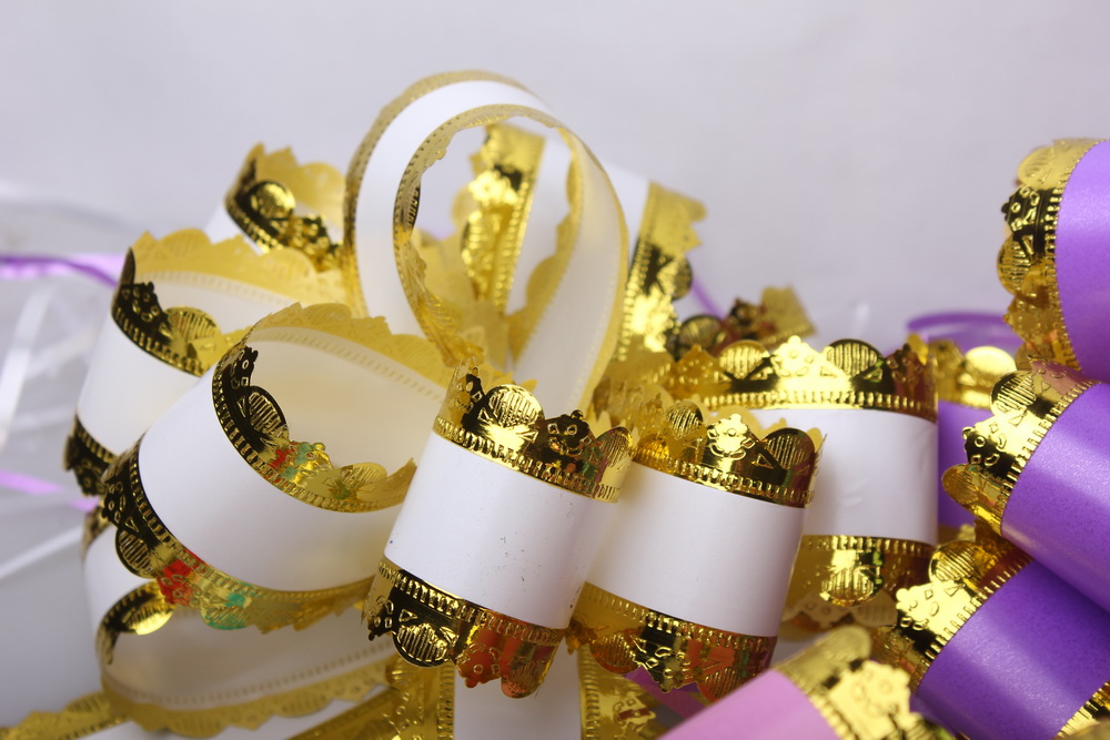 банты праздничные подарочный декоративный праздничный - бант-шар 5см  ажур с золотом  (10 шт.) 1812