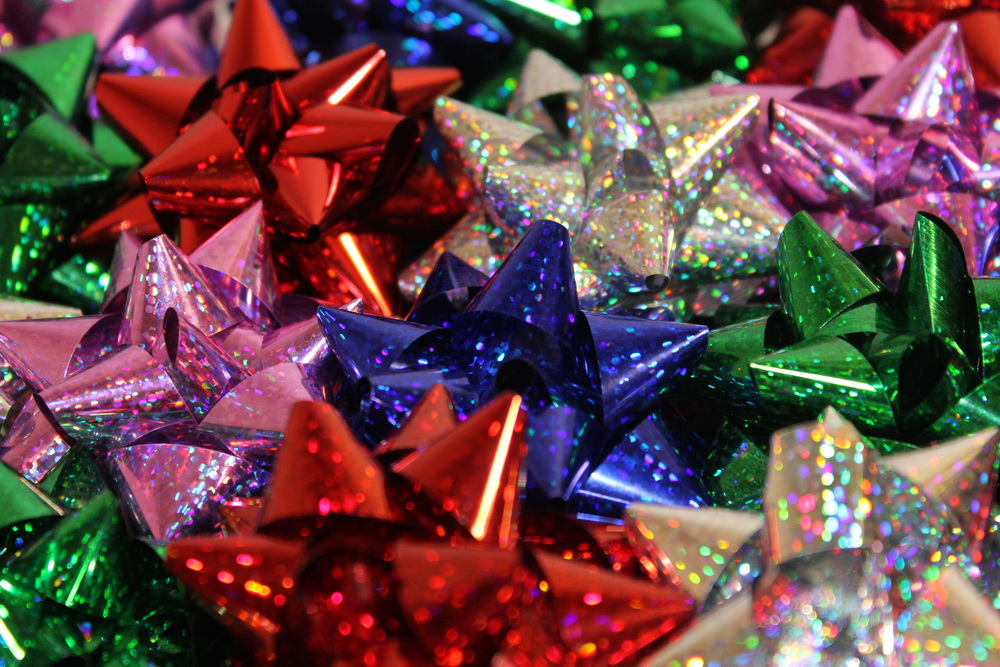 +++ новый год +++ подарочный декоративный праздничный - бант звезда №3 d=6см  (50шт.) 1654