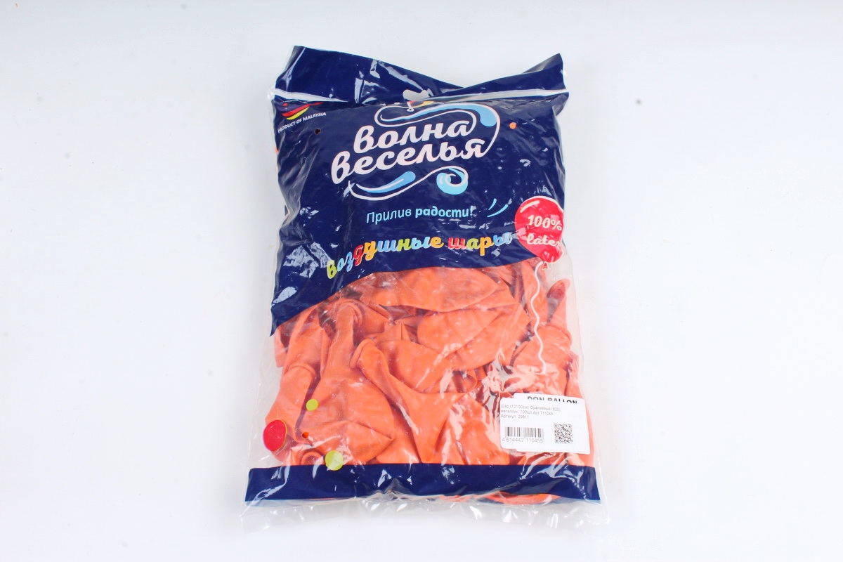 Шар (12"/30см) Оранжевый (820), металлик, 100шт Арт.711045