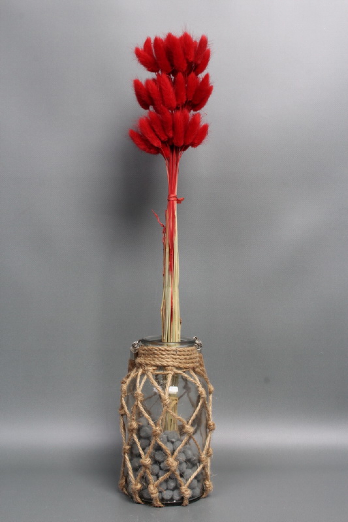 Сухоцвет "Лагурус", 60 шт в пучке, разм. цветка 5-7 см, насыщенный красный  8360М