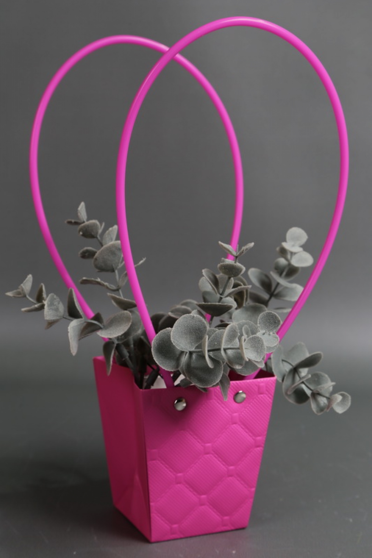 Сумка для ЦВЕТОВ тиснение Клетка (16) 10*8*10,5  малина  М16   Цена за 1шт