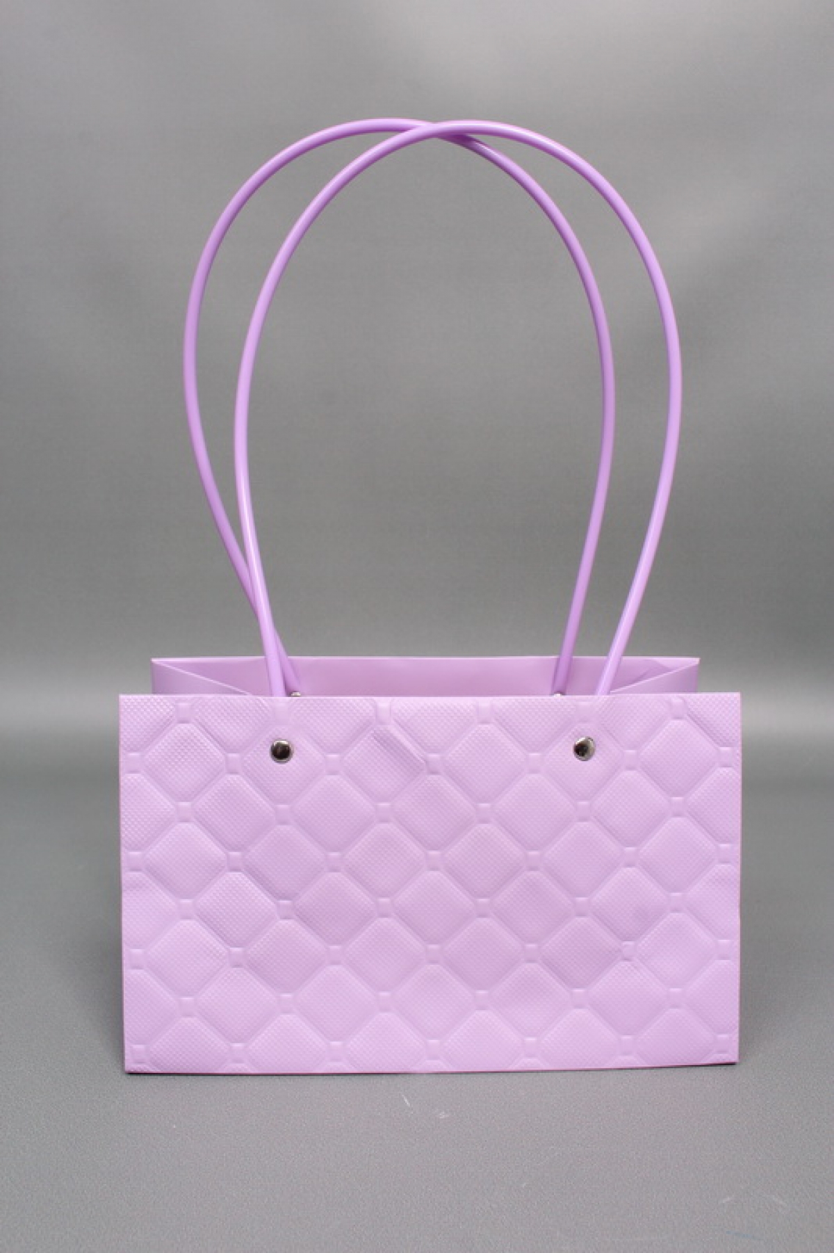 Сумка для ЦВЕТОВ тиснение Золотая клетка  (311) 22*13,5*10,5 ярко-сиреневый М311   Цена за 1шт