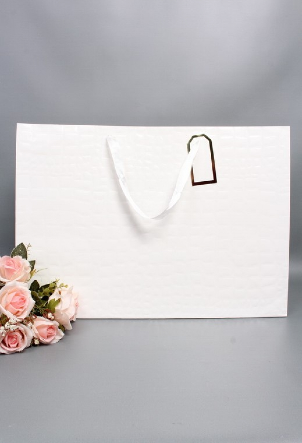 Сумка ЛЮКС белая кожа лак 54*37*23  L198