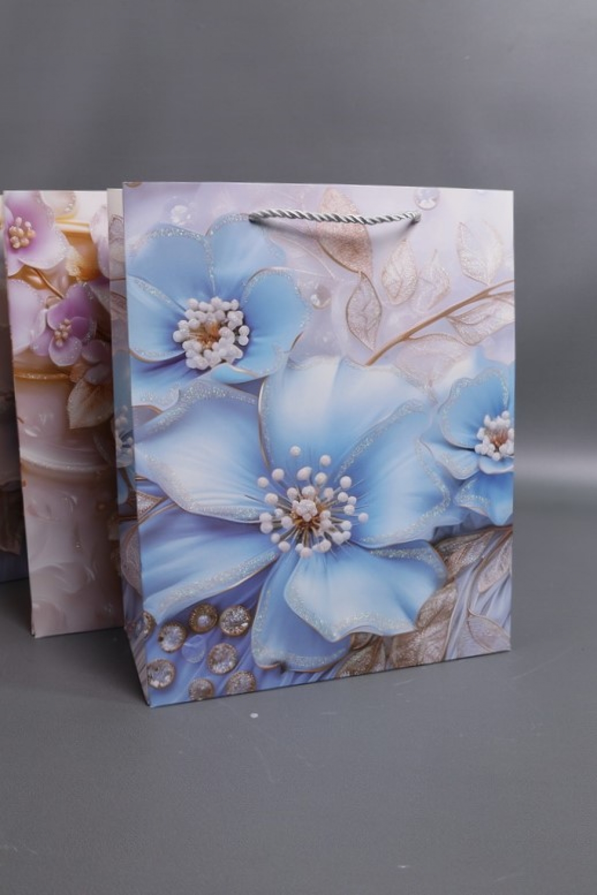 Сумка Люкс Хрустальные Цветы с блестками 26*32*12  L229  Цена за 1шт