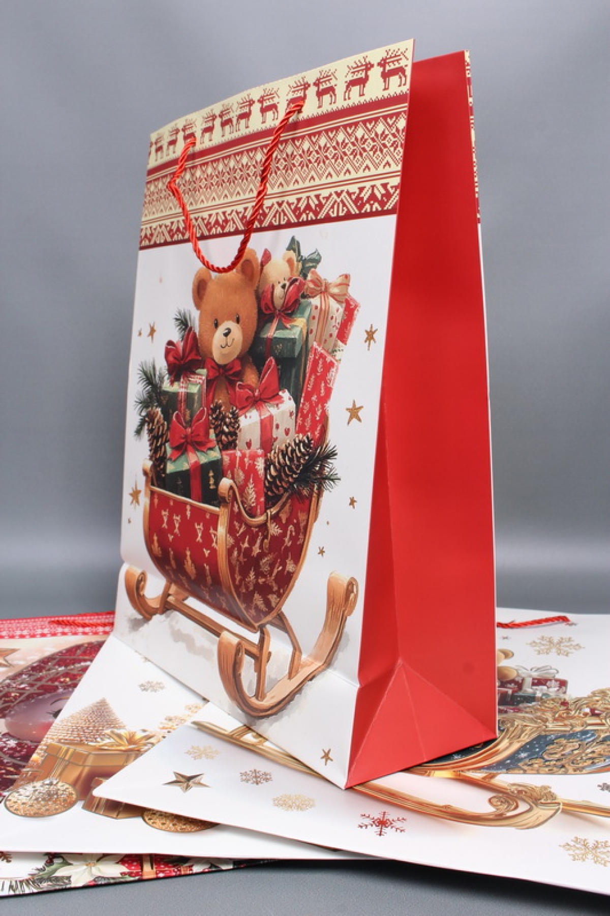 Сумка ЛЮКС Классика НГ с блестками  31*41*12  N1951