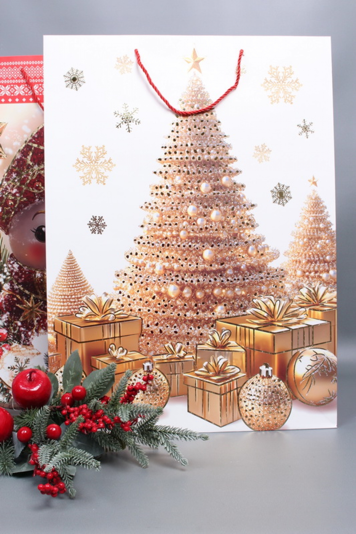 Сумка ЛЮКС Классика НГ с блестками  44*55*15  N1952